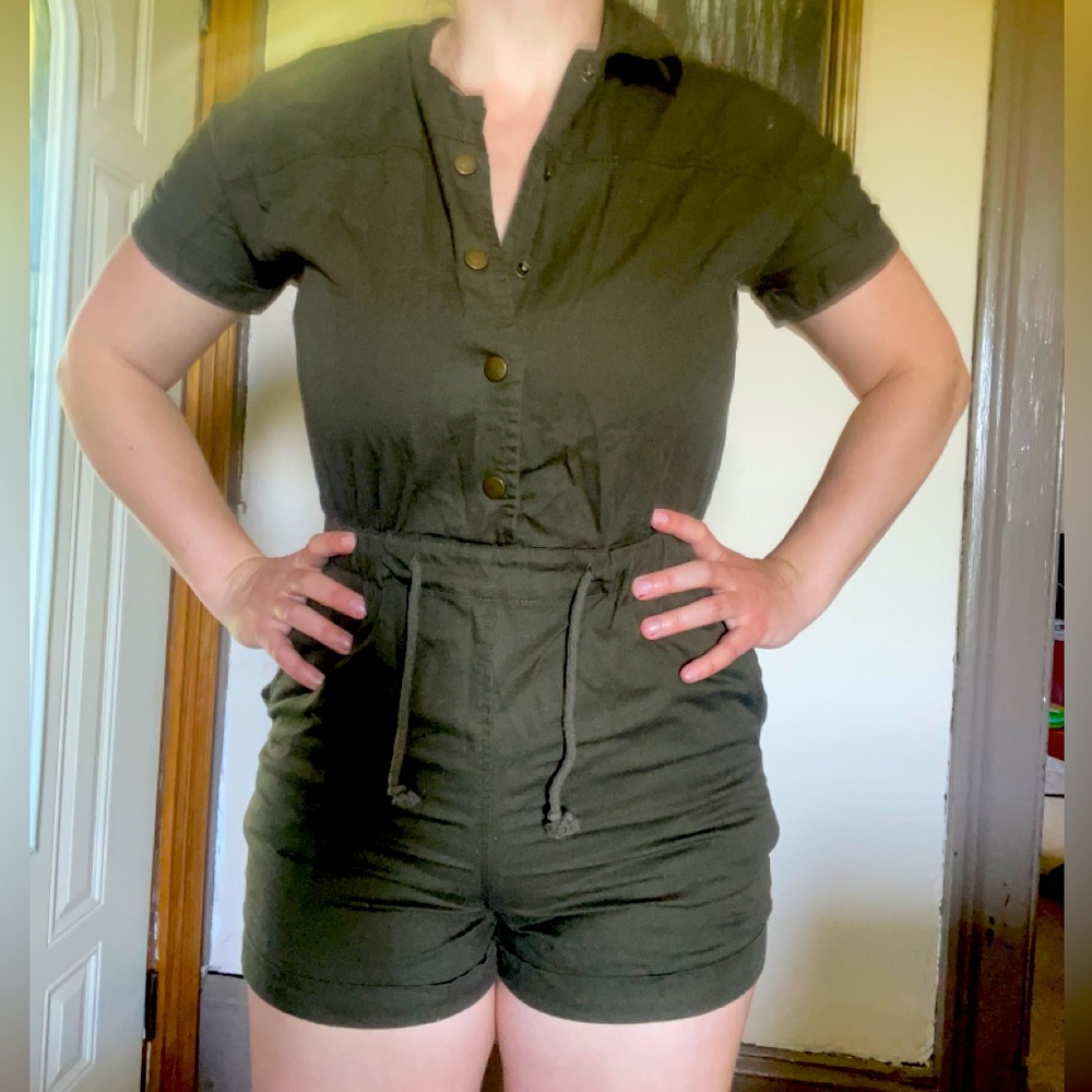 Women’s Olive Short Sleeve Utility Romper